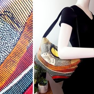 Vintage Italian🔥Gattinoni Planetarium🔥Multicolor Leather Hobo Handbag